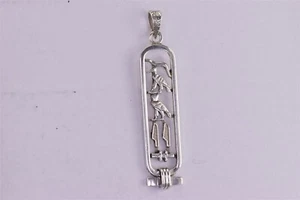 Sterling Silber 44mm Ägyptische Hieroglyphen Statement 925 Anhänger - Bild 1 von 6