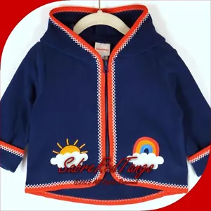 NWT HANNA ANDERSSON BABY FLEECE JACKET NAVY RAINBOW AND SUN 80 18-24 M - Picture 1 of 6