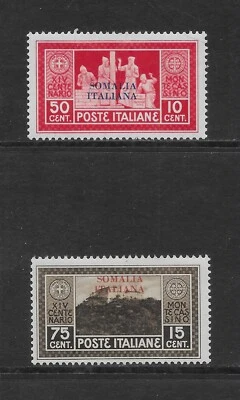 SOMALIA SCOTT 106 & 107 MH VF - 1929 MONTE CASSINO ISSUE WITH OVPT. - Image 1 of 2