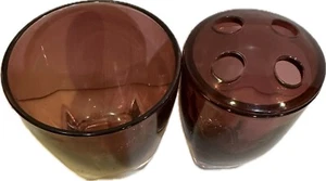 "JUEGO DE VASOS SOPORTE CEPILLO DE DIENTES BOTICARIO ACRÍLICO PÚRPURA ARÁNDANO DE COLECCIÓN DEFECTUOSO 4""" - Imagen 1 de 8