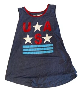 Natural Reflections Women Blue Sleeveless Tank Large Patriotic Fourth of July - Picture 1 of 4