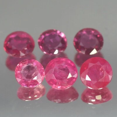 1.66CT SENSATIONAL AA 6PCS ROUND PINK RED RUBY NATURAL - Image 1 of 3