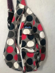KAVU Got Dots Rope Bag Cotton Shoulder Sling Canvas Backback Polka Dot Print - Picture 1 of 7