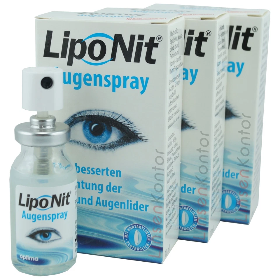 OPTIMA Lipo Nit Augenspray 3x10ml (123€/100ml) LipoNit Nachbenetzung Augenpflege Spray