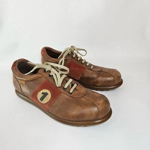 Vintage CAMPER Pelotas Tan Brown Leather Shoes Men 10/EU 43 Rare Soccer Inspired - Picture 1 of 23