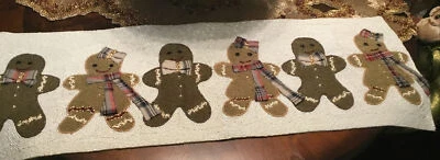Christmas  Beaded Table Runner 36”x13” Gingerbread Girls And Boys! So Cute! NWT - Image 1 of 4
