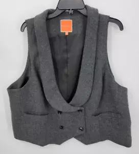 ModCloth Vest Womens Plus 3X Gray Herringbone Tweed Waist Coat Steampunk Artsy - Picture 1 of 8