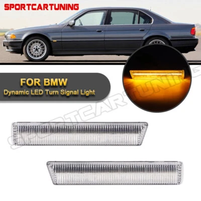 For 2001-2006 BMW E46 M3 7er E38 740i 2xDynamic Clear Fender Side Marker Lights Foto 1 de 4