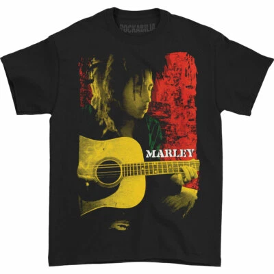Camiseta Zion Rootswear Masculina Bob Marley Tocando Guitarra Preta Nova Com Etiqueta P - Imagem 1 de 4