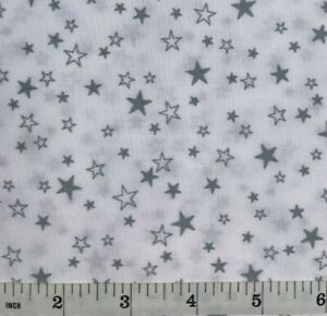 Silver Stars on White Better Basics - Benartex - Quilt Fabric - Fat Quarter