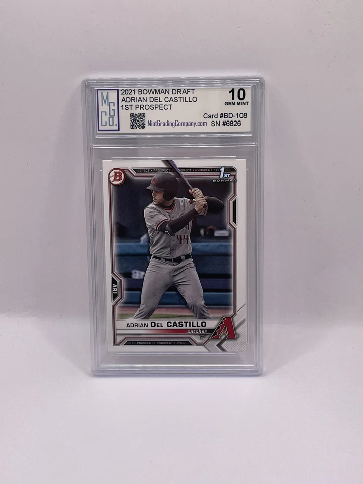 Adrian Del  Castillo 2021 Bowman Draft 1st Prospect Graded MGCo. Gem Mint 10 - Image 1 of 1