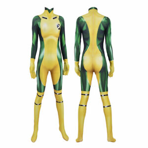 X-men Rogue Jumpsuit Cosplay Costume Suit Halloween Adult Women Bodysuit Cos Set