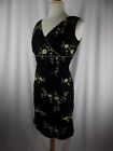 ULTRA DRESS NEW YORK Elegant Lined Black & Lime Green Floral Dress Sz 8