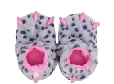 New Baby Girl Gray & Pink Monster Claw Bootie Slippers Size 3 (3M - 6M) - Image 1 of 4