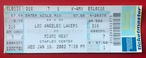 2002 Los Angeles LAKERS vs Miami HEAT Full TICKET Kobe Bryant FOX Basketball NBA - Picture 1 of 2