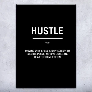 Hustle Definition Wall Art Bold Poster, Canvas or Framed Motivational Posters - Picture 1 of 6