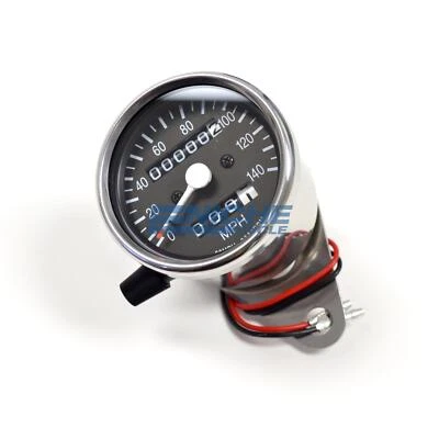 Mini Universal Motorcycle Mechanical 140 MPH Trip Speedo Speedometer Gauge 2:1 - Image 1 of 3