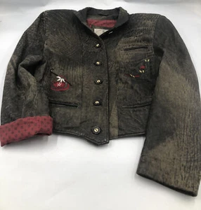 Echtes Leder Size 36 Leather Jacket Embroidered Biker Distressed Motorcycle Coat - Picture 1 of 14