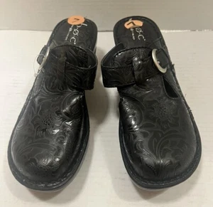Boc Born Concept Womens Mule Black Platform Heels Leather Slip Ons 7 - Picture 1 of 15