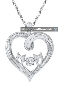 Twinkle Mom Herz 0,08ct natürliche Diamanten 925 mit Sterling Anhänger 24x19mm - Bild 1 von 10