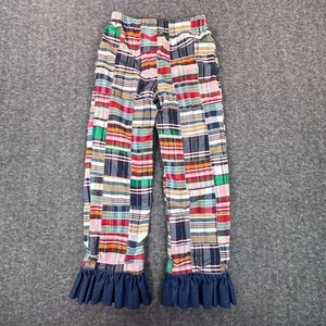 Kellys Kids Pants Girls 8 Madras Patchwork Elastic Waist Ruffle Hem Pull On - Picture 1 of 8