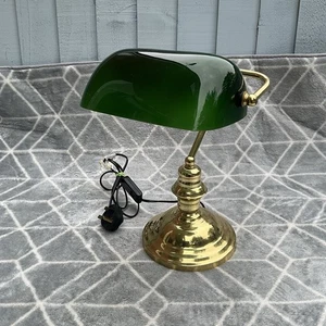 Vintage Style Art Deco Green Glass Bankers Lamp Desk Light - Picture 1 of 13