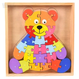 RI One 9" X 8.25" Chunky Wooden Bear Letter 26-piece Puzzle Ages 3+ 87316 - Picture 1 of 1