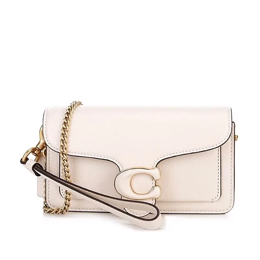 Coach Tabby Pebbled Leather Wristlet Crossbody - Chalk/Brass CJ925
