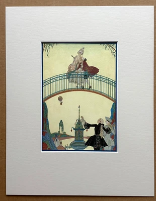 Impresión Pochoir Original George Barbier 1928 Coloreada a Mano: ""À La Promenade" Foto 1 de 3