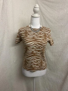 Maglione Anthropologie Stampa Zebra Marrone Bianco Morbido Oversize Donna XS - Foto 1 di 8