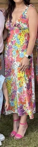 Vestido Les Reveries Para Mujer 6 Floral Sumergible Cuello en V Corbata Hombro Sin Cordones Hecho en EE. UU. - Imagen 1 de 5
