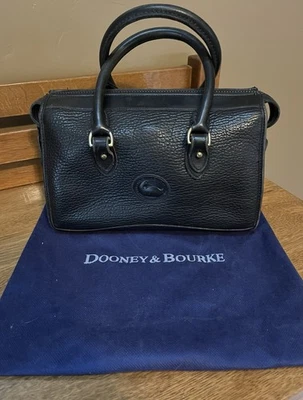 Vintage 1980’s Dooney & Bourke  Black Leather Pebble Satchel  Purse Bag - Image 1 of 4