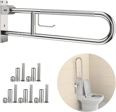Toilet Grab Bar 30.3 Inch, ZUEXT Flip Up Grab Bar with Paper Holder, Chrome - Image 1 of 4