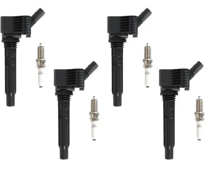 4x Bobina de encendido + 4x Bujía de iridio para Audi A3 A4 A6 Q5 VW Jetta Caja abierta Foto 1 de 2