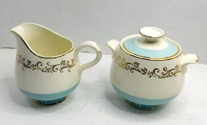 Homer Laughlin Gold Crown Milchkännchen & Zucker Türkis USA 50er Vintage Lifetime Co. - Bild 1 von 7