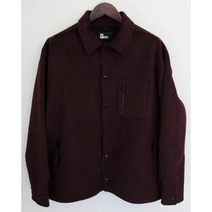 The Kooples Jacket Coat Mens XL Maroon Red Snap Buttons Wool Blend Shacket - Picture 1 of 9