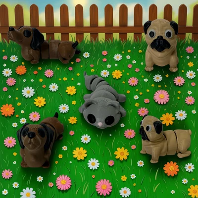 Animales impresos en 3D Dachshund Gato Pug Juguete Articulado Figura Lindo Escritorio Decoración Regalo Foto 1 de 4