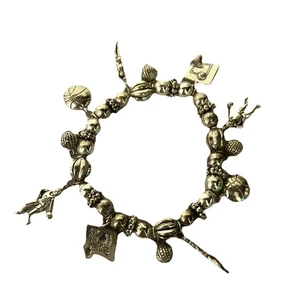 Silver Charm Bracelet Basketball Theme  12 Charms - Picture 1 of 3