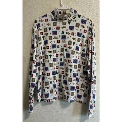 Vintage Elementos Clássicos Tamanho XL 90s Festival Gola Alta Algodão Grannycore Cottage - Imagem 1 de 4