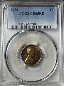 1950 Proof 1c PCGS PR-65 RD Lincoln Wheat Cent - Picture 1 of 3