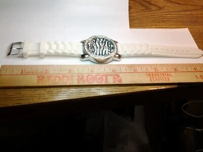 Reloj mujer Geneva platino líneas cebra correa de goma Foto 1 de 2