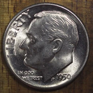 1950 D Roosevelt Dime CH BU LUSTER! 90% Silver US Coin From OBW Roll - Picture 1 of 2
