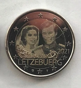 LUXEMBOURG - 2 € Euro commem coin 2021 - Marriage of Henri & M. T. Mestre Photo - Picture 1 of 2