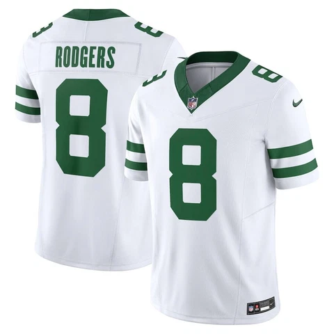 New York Jets Aaron Rodgers Nike White Legacy NFL Vapor F.U.S.E. Limited Jersey Cover