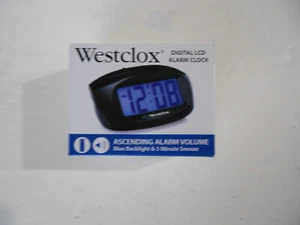 Westclox LCD Digital Alarm Clock Easy-to-Read Blue Backlight Snooze Black VGC - Picture 1 of 3