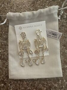 Kendra Scott Skeleton Gold Statement Earrings Ivory Pearl NEW  Convertible