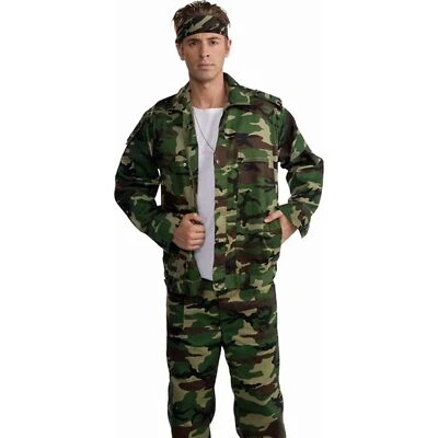 Jaqueta camuflada herói de combate camuflagem militar vestido fantasia Halloween adulto - Imagem 1 de 2