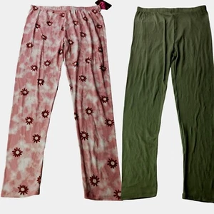 Set of 2 Leggings For Girls Size Green & Pink "Young-Hearts" New - Picture 1 of 12