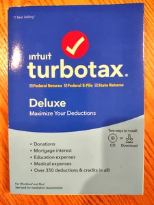 Intuit TurboTax Deluxe Deduction Maximizer 2019 CD-ROM Windows Mac Federal/State - Picture 1 of 10