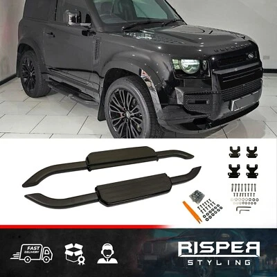 FOR LAND ROVER DEFENDER 90 L663 2020 ON OE STYLE RUNNING BOARDS PAIR IN BLACK - Image 1 of 4